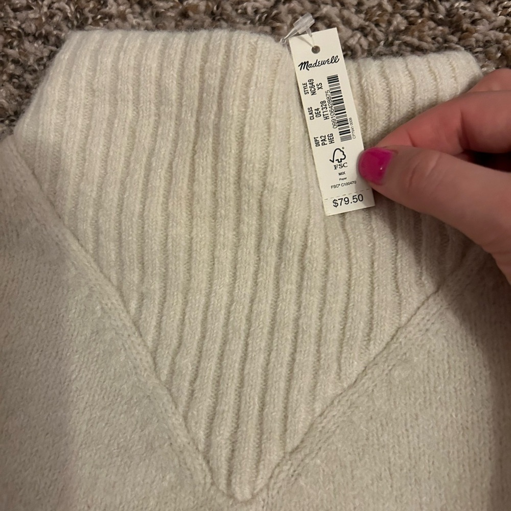 NWT Madewell Dillon Pullover Mock Turtleneck in Cream - Picture 4 of 8